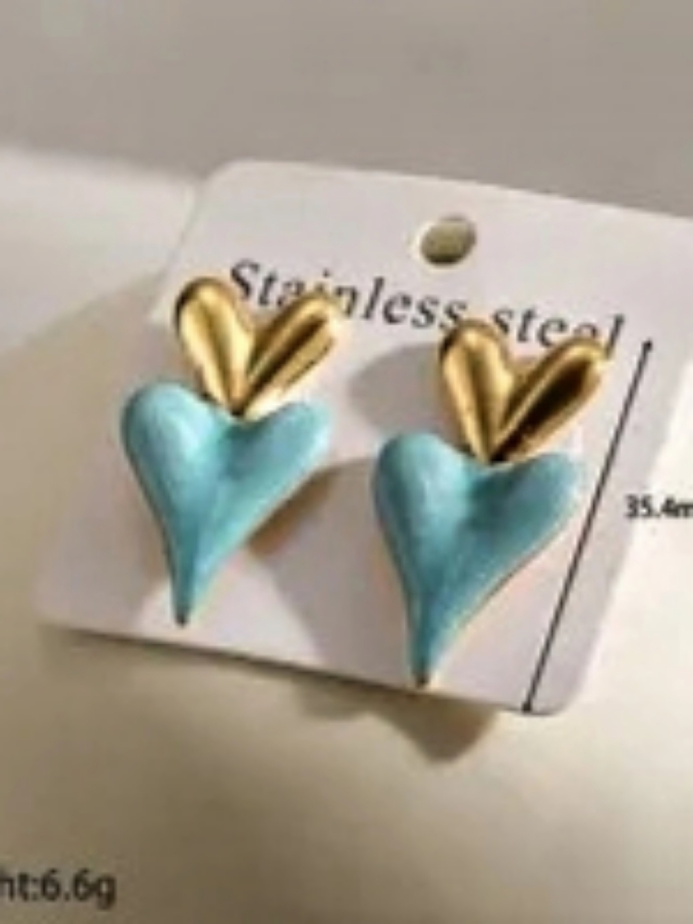 Heart Drop Earrings in Blue & Gold NWT
